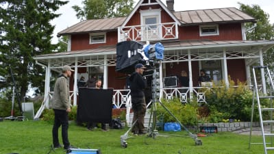 Filminspelning vid villan på Brudskär i Karleby
