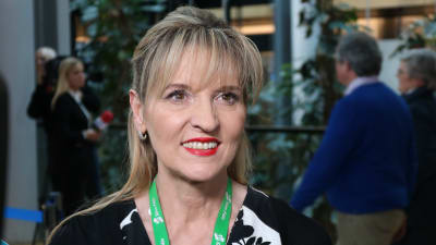 Martina Anderson fotograferad i Europaparlamentet i Strasbourg den 27 mars 2019. 