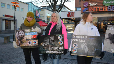 Demonstration mot pälsdjurshållning i Karleby