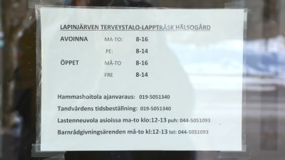 Öppettider vid Lappträsk hälsogård