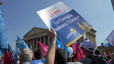demonstranterna i familjemarschen på världskongressen för familjer i Verona 2019