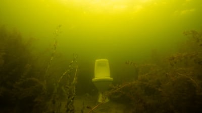 En toalettstol som har sänkts i havet.