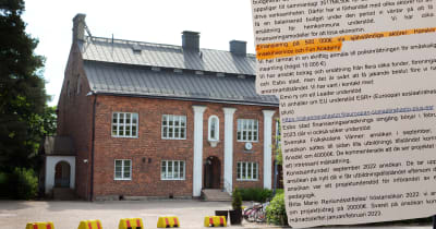 Bemböle skola i Esbo och ett dokument över privatskolans finansiering.