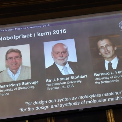 Jean-Pierre Sauvagen, J. Fraser Stoddartin ja Bernard L. Feringan kuvat ja voiton perusteet ruotsiksi valkokankaalla.