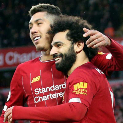 Liverpool firar Mohamed Salahs mål.