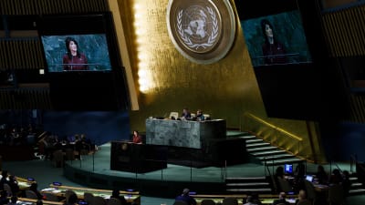 USA:s FN-ambassadör Nikki Haley håller tal till FN:s generalförsamling inför röstningen om en resolution som fördömer USA:s beslut att erkänna Jerusalem som Israels huvudstad. 