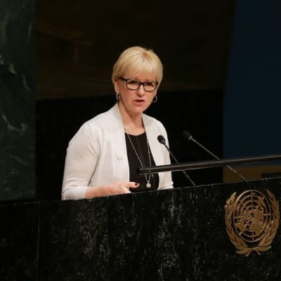 Ruotsin ulkoministeri Margot Wallström valokuvattuna YK:n päämajassa New Yorkissa huhtikuussa 2015.