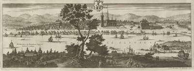 Umeå omkring år 1700. Ur Suecia antiqua et hodierna.