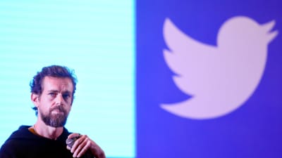 Twitters vd Jack Dorsey och Twitters logotyp