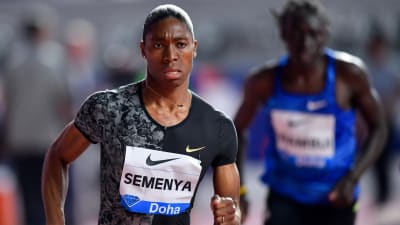 Caster Semenya löper 800 meter i Doha.