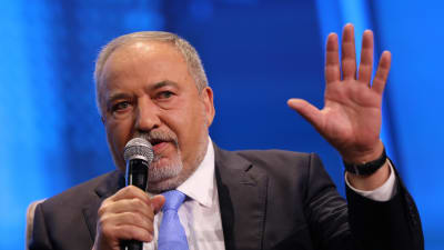 Yisrael Beiteinu- (Israel vårt hem)ledaren Avigdor Lieberman under en konferens i Tel Aviv 5.9.2019.