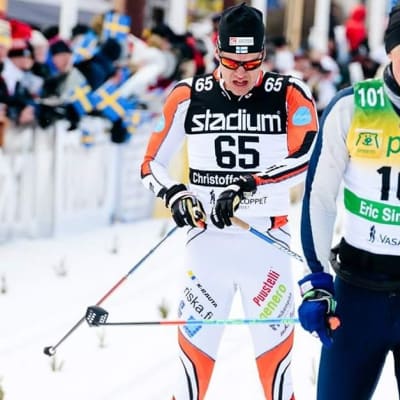 Christoffer Lindvall går i mål i Vasaloppet