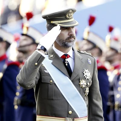 Espanjan kruununprinssi Felipe osallistui kansallispäivän paraatiin Madridissa 12. lokakuuta.