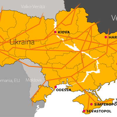 Ukrainan läpi kulkevat pääkaasuputket.