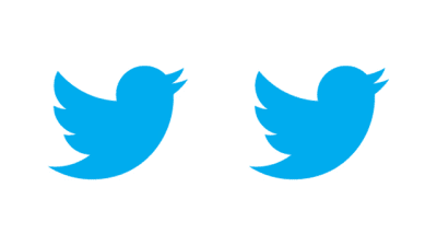 Twitterlogo, två blåa fåglar.