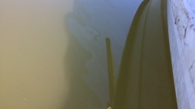 Oljefilm på vattenytan i Pernåviken