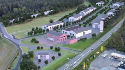 En illustration över hur den nya brandstation skulle placeras invid korsningen till Täktervägen.