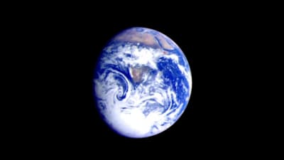 Jorden fotograferad från rymden.