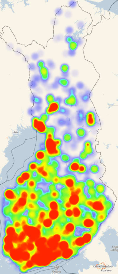 Karta som visar förekomsten av trafikfylleri.