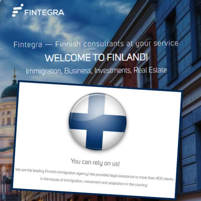 Kuvakollaasi, jossa näkyy kuvakaappauksia Fintegran nettisivuilta sekä passikuvia.