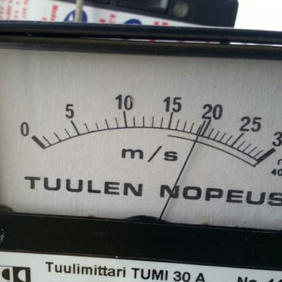 Tuulimittarin viisari kipuaa lähes 20 metriin sekunnissa