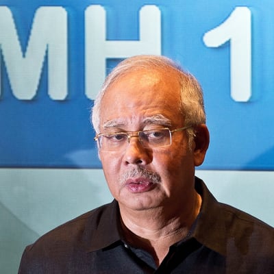 Malesian pääministeri Najib Razak tiedotustilaisuudessa Kuala Lumpurissa 18. heinäkuuta.