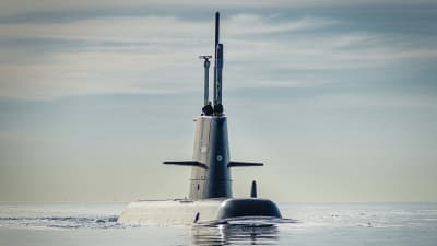 Ubåt av Gotlandsklass ute på havet.