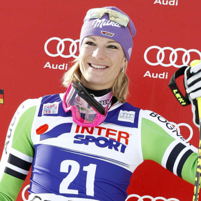 Maria Höfl-Riesch voiton jälkeen.