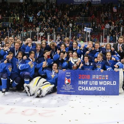 Pikkuleijonien kultajoukkue juhlakuvassa