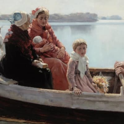 "Dopfärd" är målad 1880 av Albert Edelfelt.