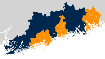 Karta som visar kommunerna i Nyland. Ingå och Sjundea går med med i Apotti. 