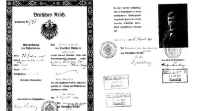 Tyskt pass för jägare Birger Lemberg