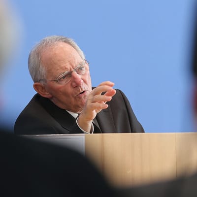 Wolfgang Schäuble kuvattuna lehdistötilaisuudessa Berliinissä 12. maaliskuuta 2014. 