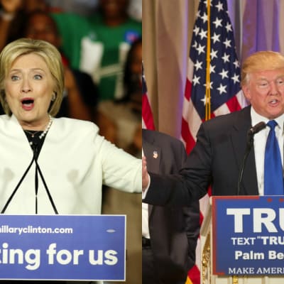 Donald Trump håller tal i Florida under supertisdagen 2016, Hillary Clinton talar under supertisdagen 2016