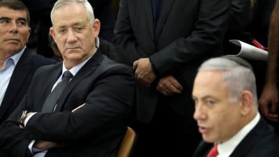 Israels försvarsminister Benny Gantz och premiärminister Benjamin Netanyahu.