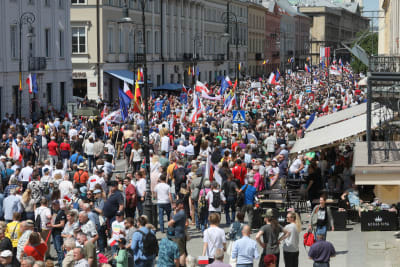 Massdemonstration i Warszawa, Polen 4.6.2023.