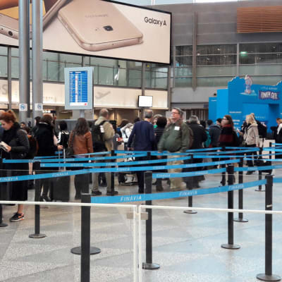 Lugnt på Helsingfors-Vanda flygplats under strejken som pågick på eftermiddagen den 3 mars 2017.