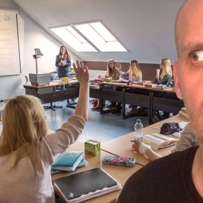 Lasse Grönroos i skolklass