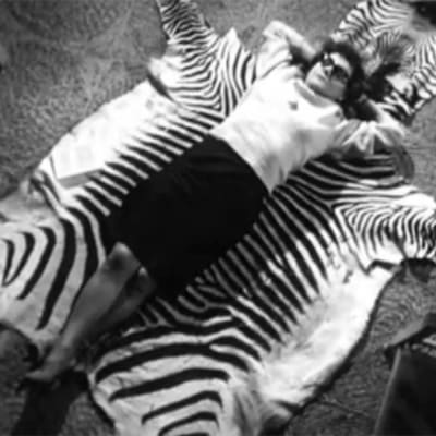 Eeva-Liisa Manner lepää kotonaan seeprataljalla 1968.