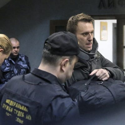 Den ryska oppositionsledaren Aleksej Navalnyj anlände till domstolen i Moskva den 30 december 2014.