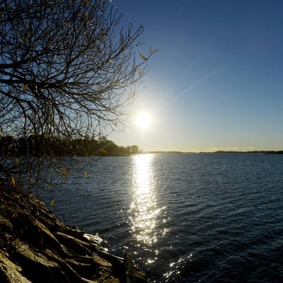 Meri kimmeltää auringossa Helsingissä 3. marraskuuta 2015.