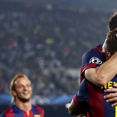 Neymar ja Lionel Messi juhlivat Barcelonan osumaa