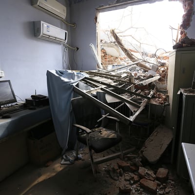 Zhengzhoussa tuhottu sairaala.