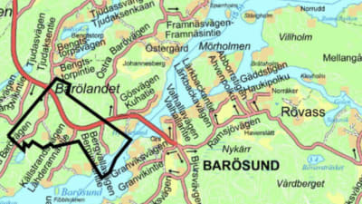 Karta över Bergvalla i Barösund.