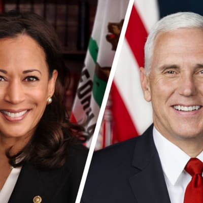 Kuvakombossa ovat Kamala Harris ja Mike Pence.