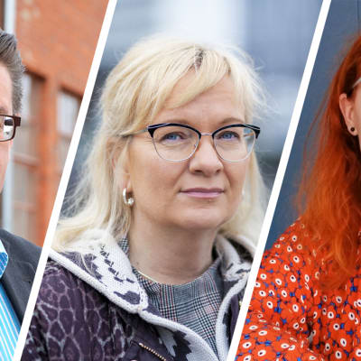 Pron Jorma Malinen, JHL Päivi Niemi-Laine ja Pamin Annika Rönni-Sallinen.