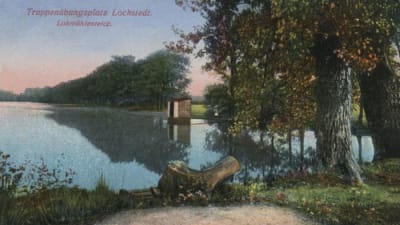 Gammalt vykort av vattenövningsplatsen vid Lohmühle
