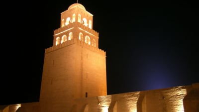 Den stora moskén i staden Kairouan i Tunisien.