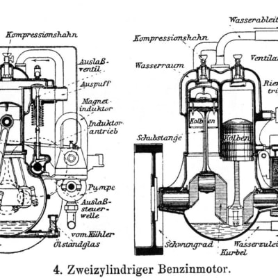 Sprängskiss av fyrtaktsmotor.