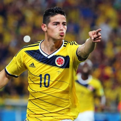Kolumbian James Rodríguez tuulettaa.